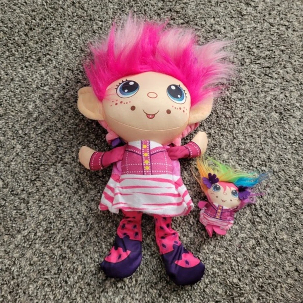 FlipZee‎ Trolls 2018  Pink Hair Plush Doll Convertible Lot with Mini Troll
